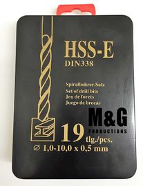 коробка металла отделкой черного золота буровых наконечников Джоббер 19ПКС и розовая пластиковая упаковка